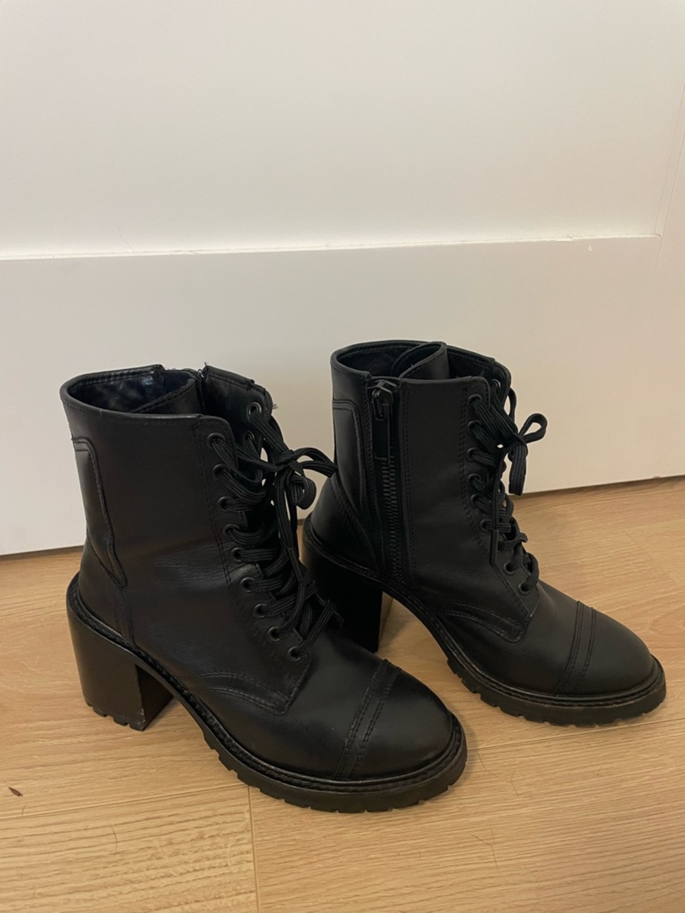 Thursday Boot Co The Rebel Black Leather Zip Heel Ankle Boots Size 6